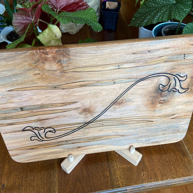 Ambrosia Maple Charcuterie Board - Unique Flower Scroll Resin Inlay