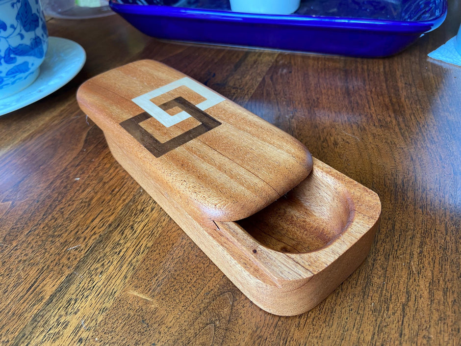 Handcrafted Keepsake Box/Wood Inlay - 8.25