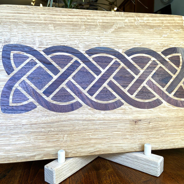 White Oak charcuterie board - complex Celtic knot inlay.