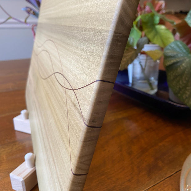 Solid Poplar charcuterie board - Peruvian Walnut banding/inlay.