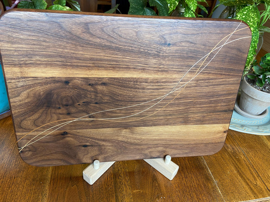 Walnut Charcuterie Board - Cherry & Maple Decorative Banding