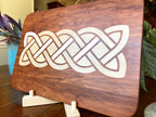 Cherry charcuterie board - complex Celtic knot inlay.