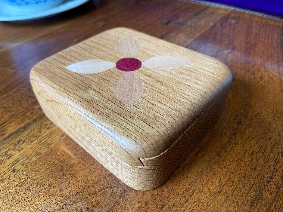 Small sliding dovetail box for desktop or bureau to hold desktop, keepsake or jewelry items.