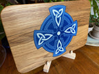White Oak Charcuterie Board with Celtic Cross Resin Inlay - Handmade in USA