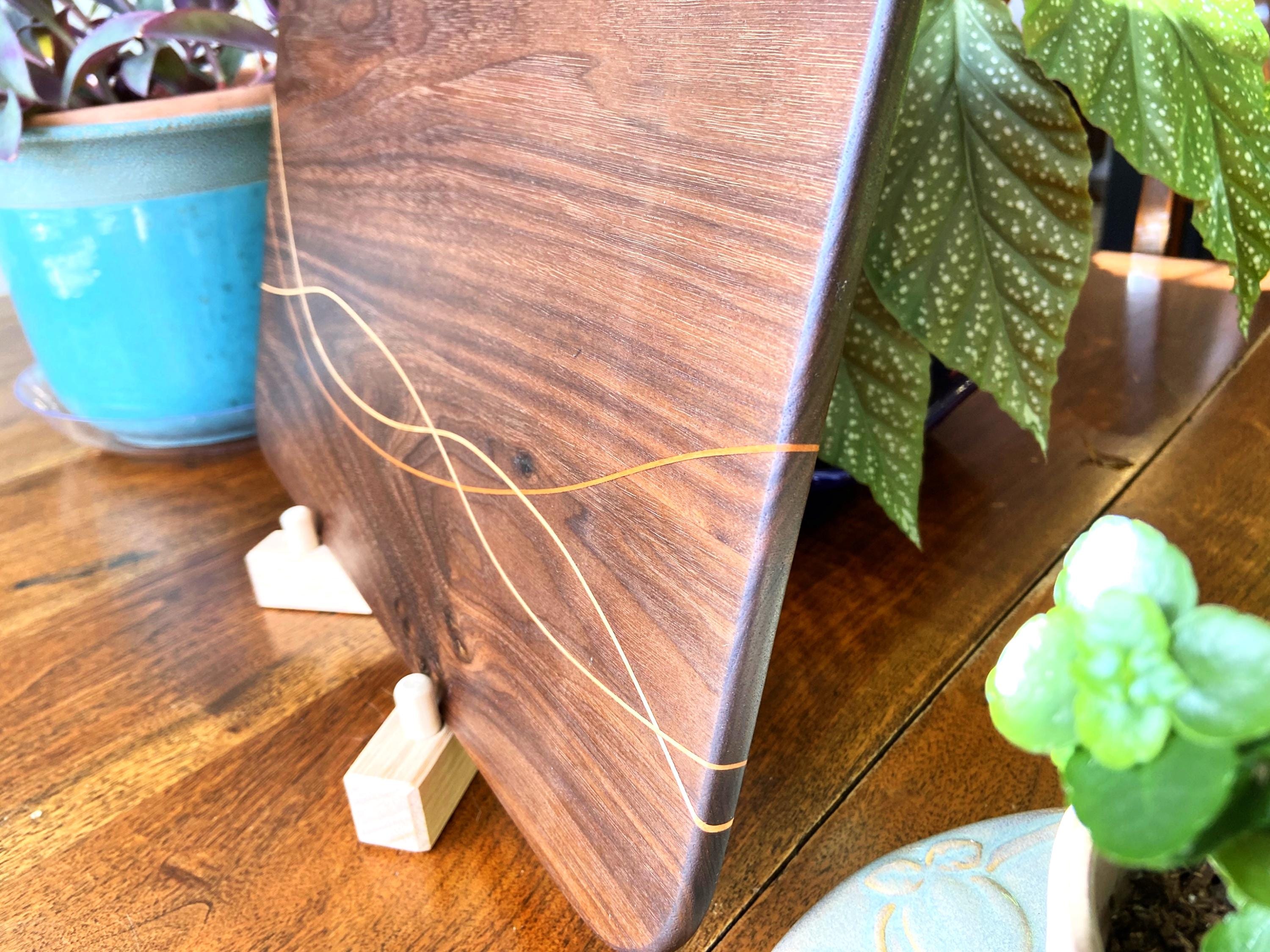 Peruvian Walnut charcuterie board - unique Maple and Cherry banding/inlay.