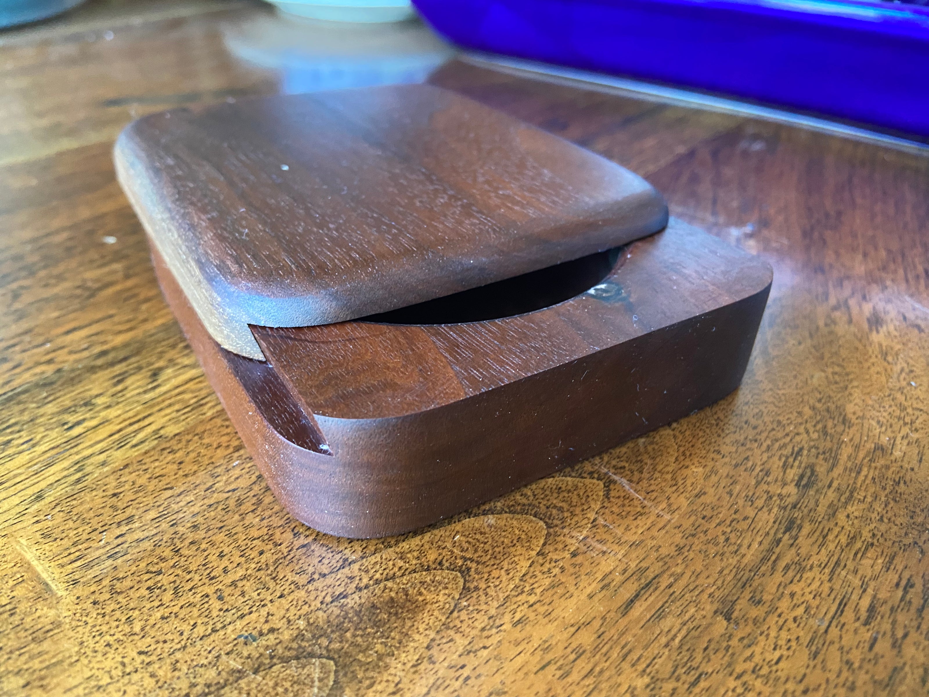 Small sliding dovetail box for desktop or bureau to hold desktop, keepsake or jewelry items.
