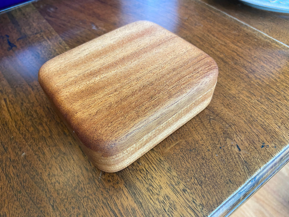 Small sliding dovetail box for desktop or bureau to hold desktop, keepsake or jewelry items.