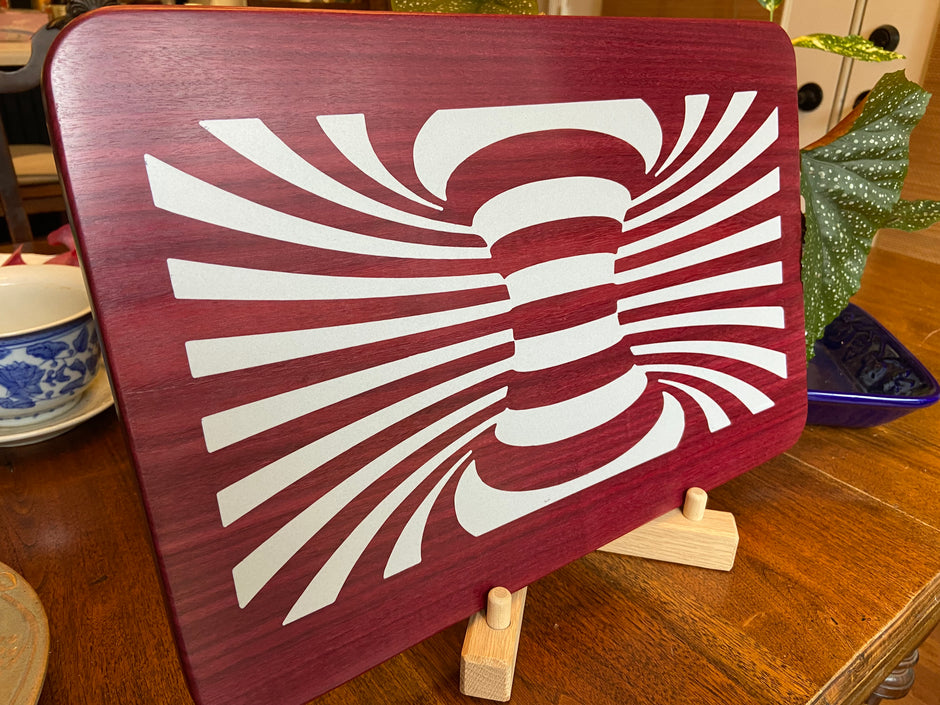 Purple Heart Charcuterie Board - Handcrafted "Worm Hole" Inlay.