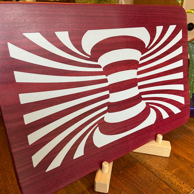 Purple Heart Charcuterie Board - Handcrafted "Worm Hole" Inlay.