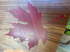 Walnut Charcuterie Board with Fall Leaves Wood Inlay - Handcrafted Woodwork