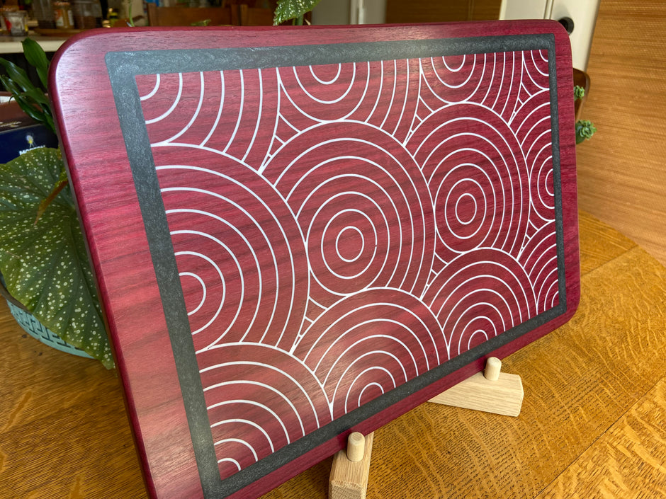 Purple Heart Charcuterie Board - Handcrafted Overlapping Circles Inlay