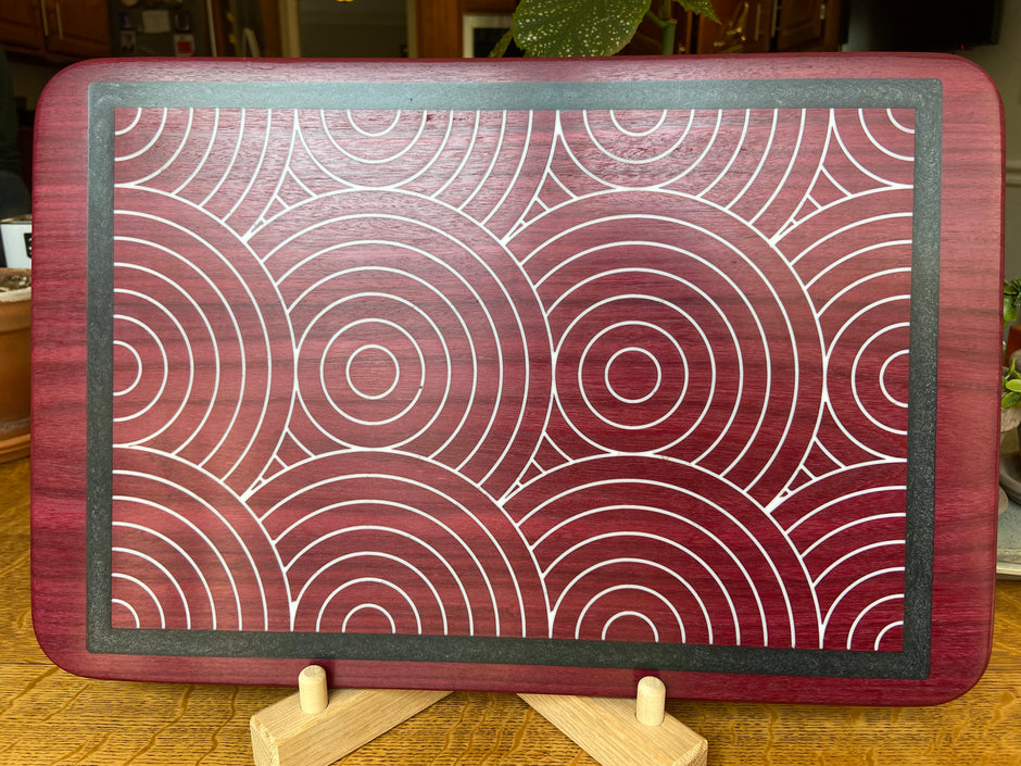 Purple Heart Charcuterie Board - Handcrafted Overlapping Circles Inlay