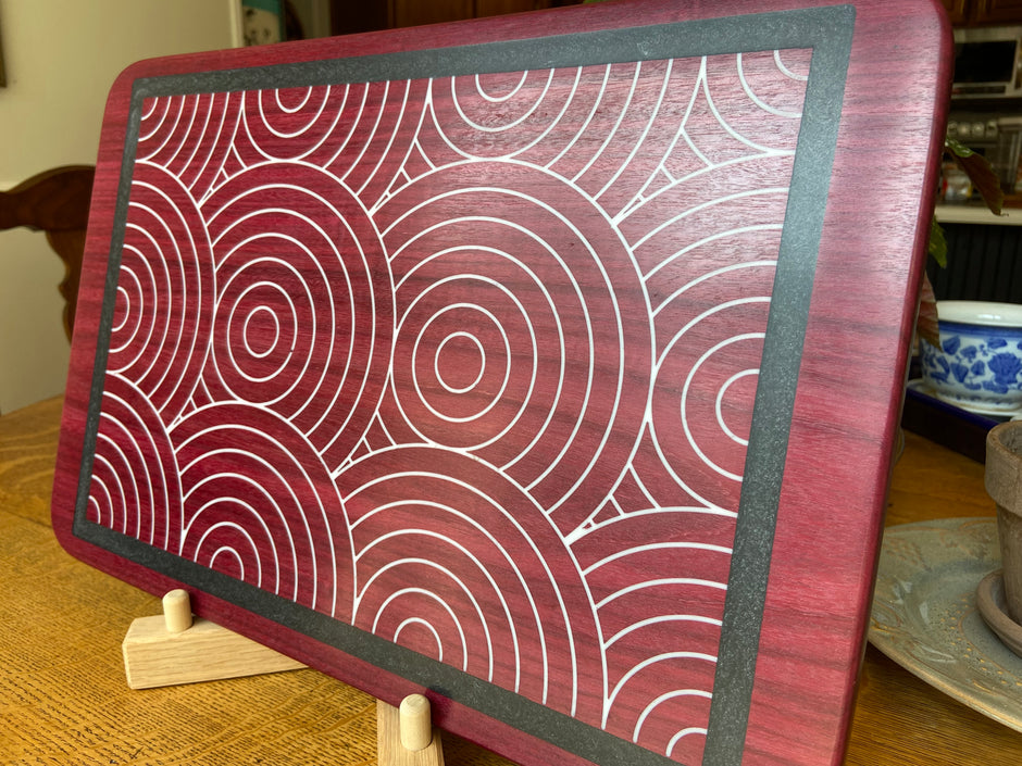 Purple Heart Charcuterie Board - Handcrafted Overlapping Circles Inlay