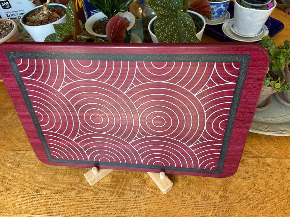Purple Heart Charcuterie Board - Handcrafted Overlapping Circles Inlay