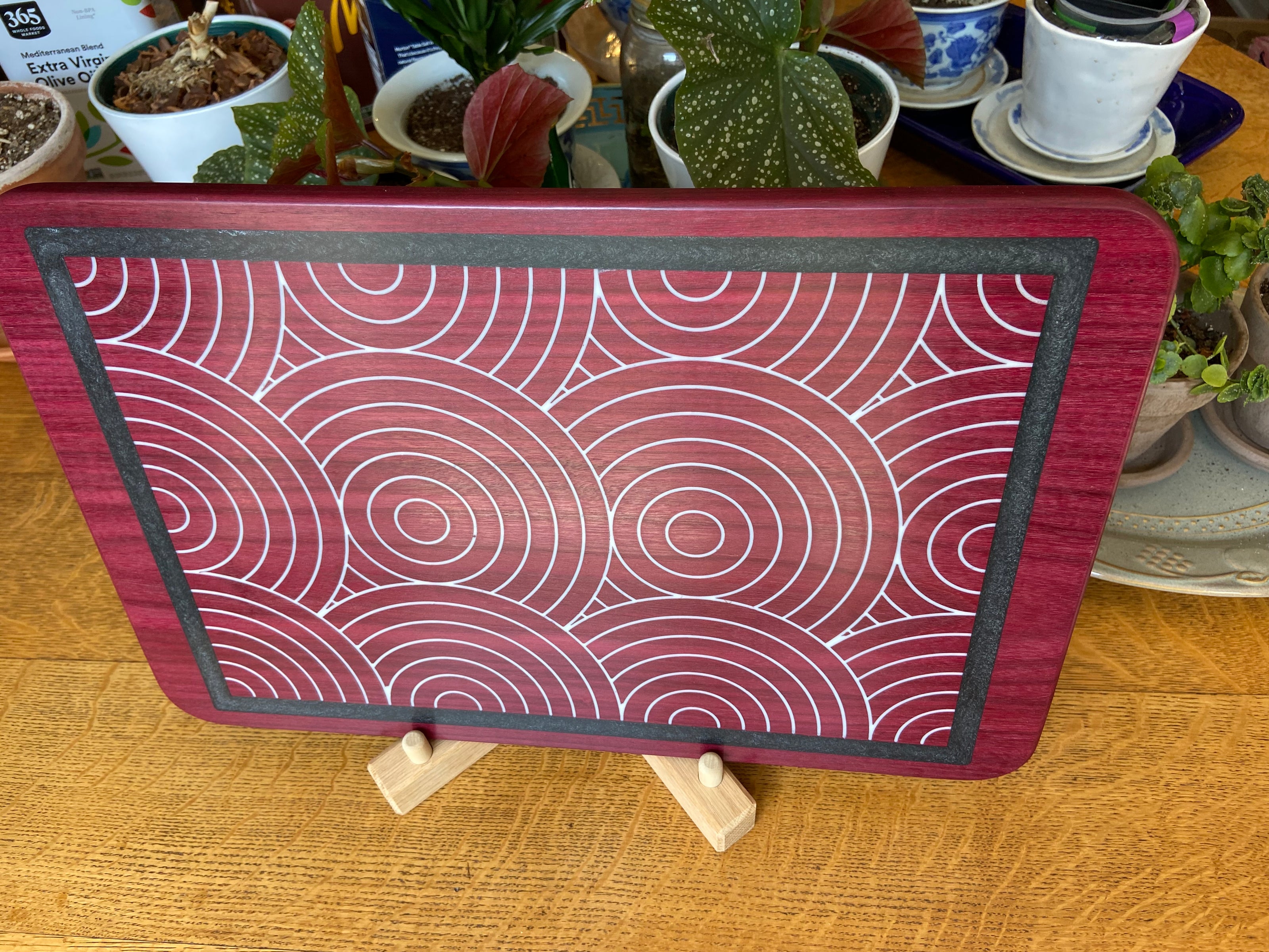Purple Heart Charcuterie Board - Handcrafted Overlapping Circles Inlay