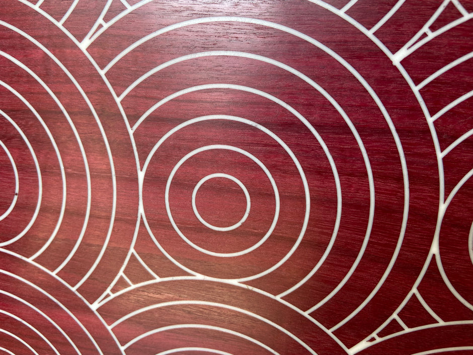 Purple Heart Charcuterie Board - Handcrafted Overlapping Circles Inlay
