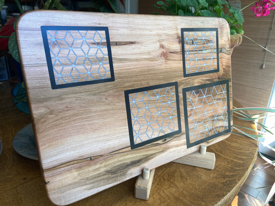 Ambrosia Maple Charcuterie Board - Handcrafted Fine Diamond Inlay with Boarders