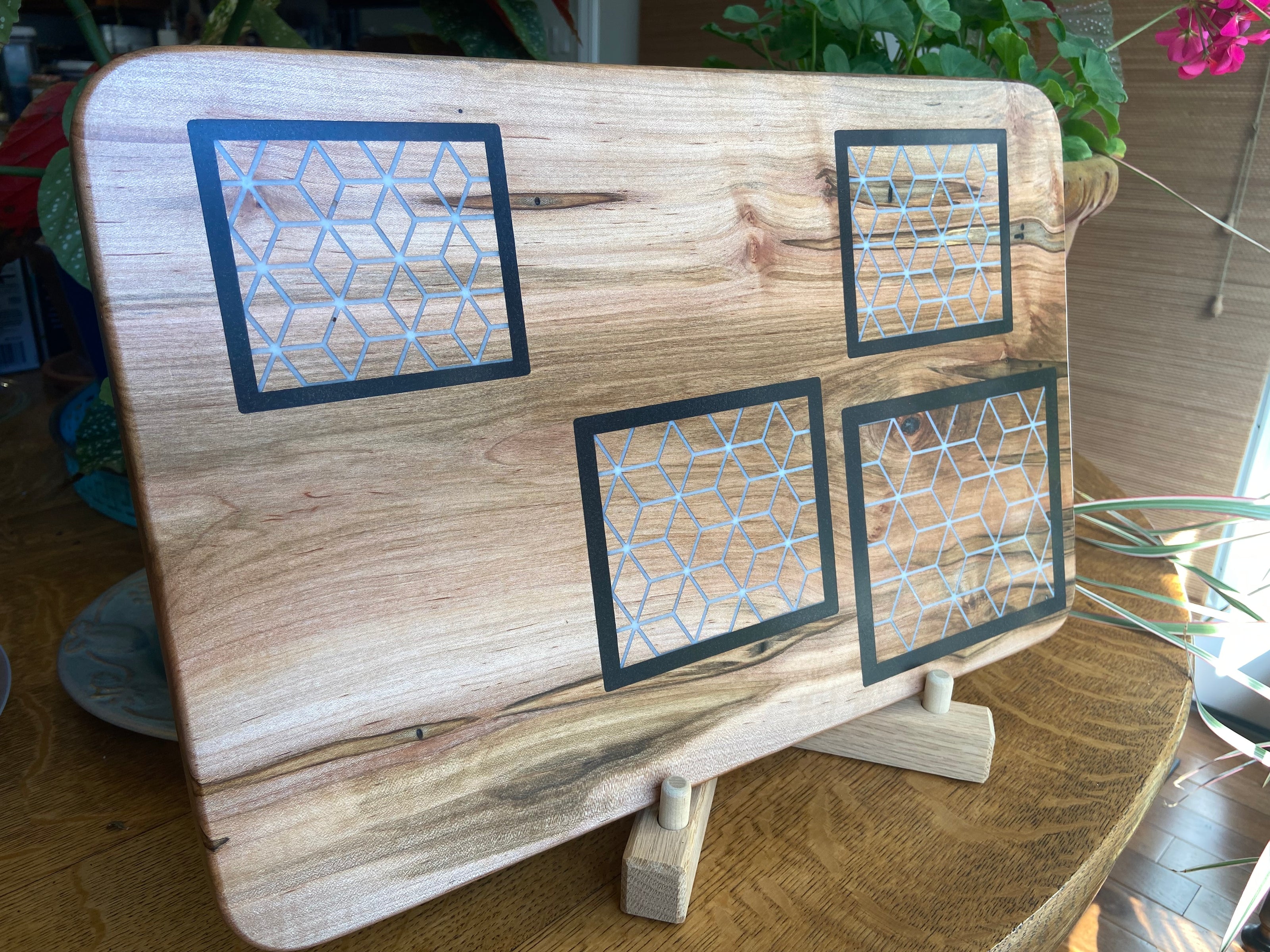 Ambrosia Maple Charcuterie Board - Handcrafted Fine Diamond Inlay with Boarders