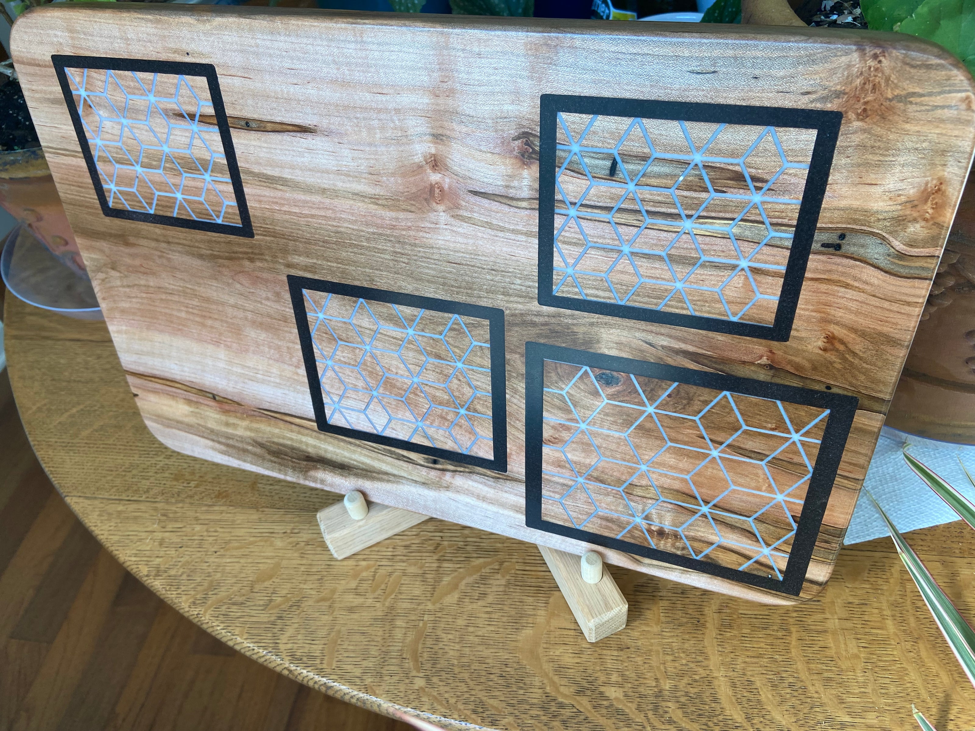 Ambrosia Maple Charcuterie Board - Handcrafted Fine Diamond Inlay with Boarders