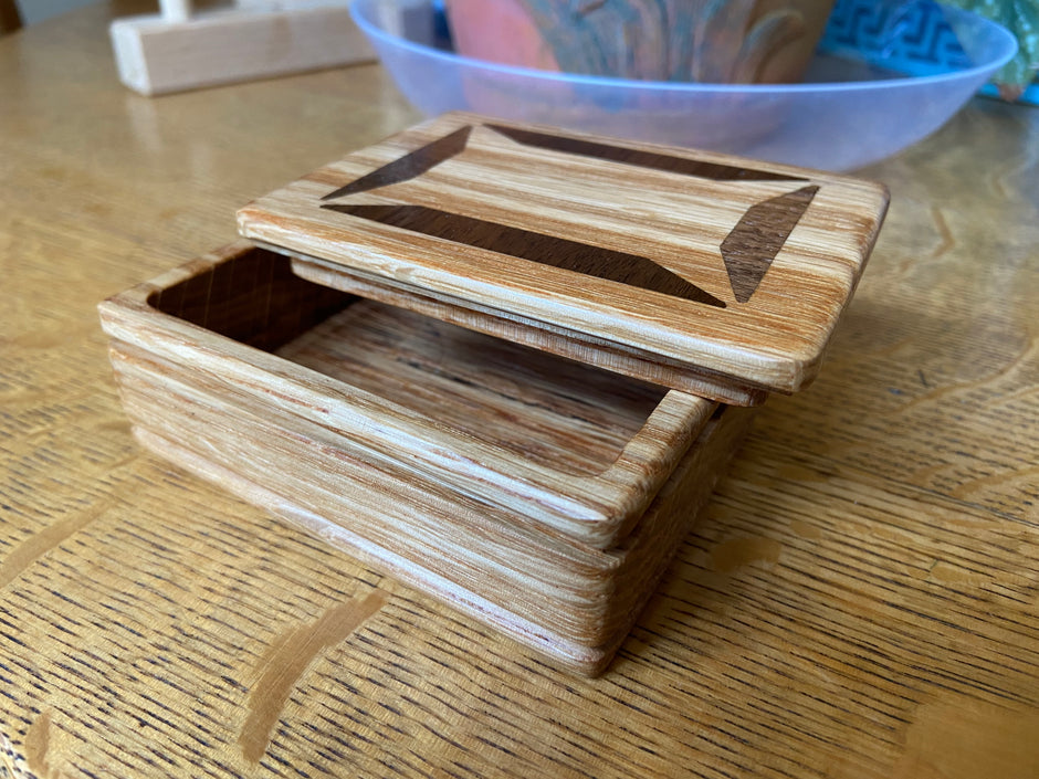 Handcrafted Lidded Keepsake Box with Wood Inlay 4