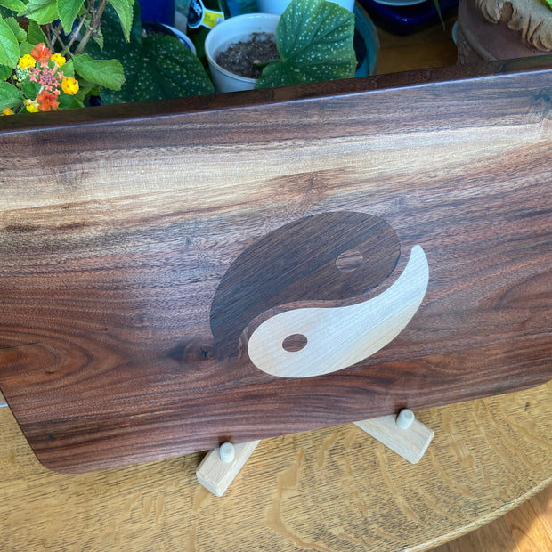 Walnut Charcuterie Board - soft Maple & Peruvian Walnut Yin Yang Inlay