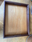 Handcrafted Walnut Decorative Tray with Lotus Engraving