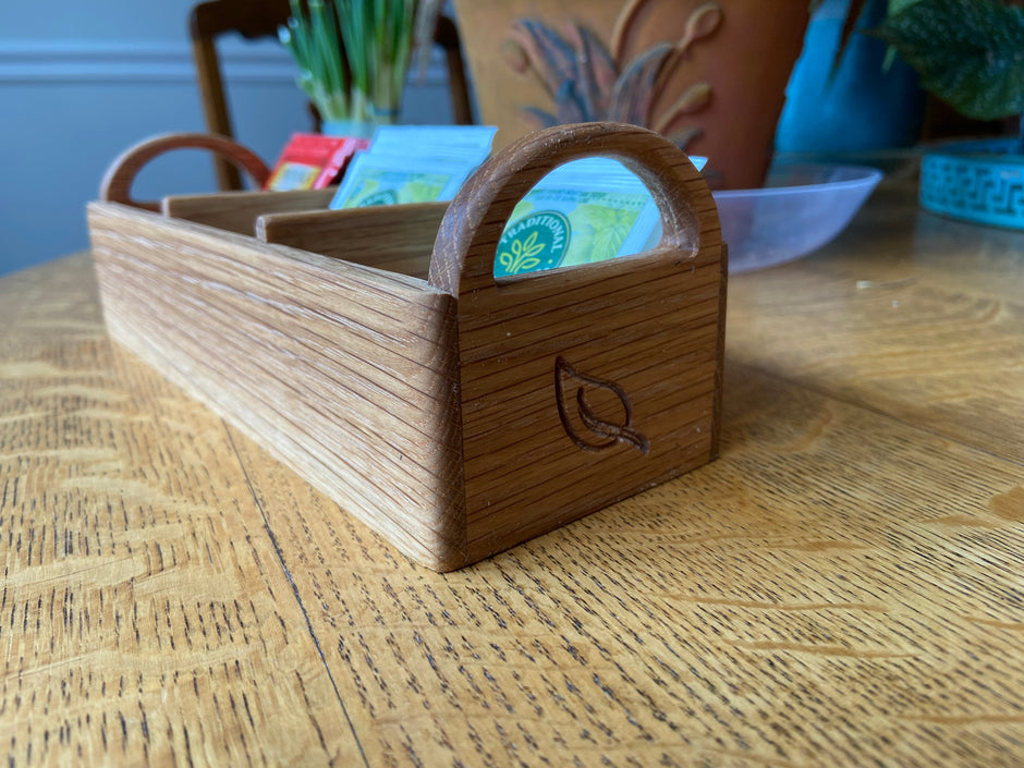 Hand-made tea caddy made from White Oak.