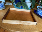 Lotus Engraved Decorative Tray with Boxed Joints and Contrasting Wood