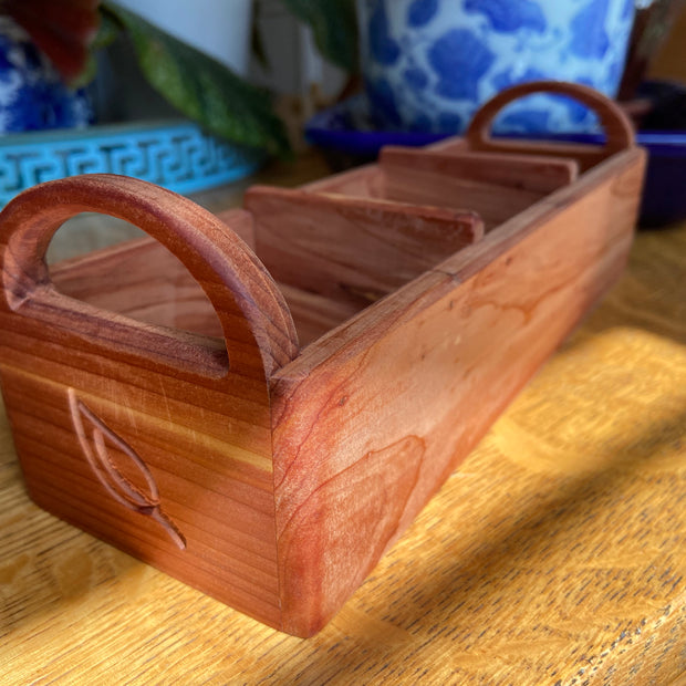 Hand-made tea caddy handcrafted from Red Cedar.