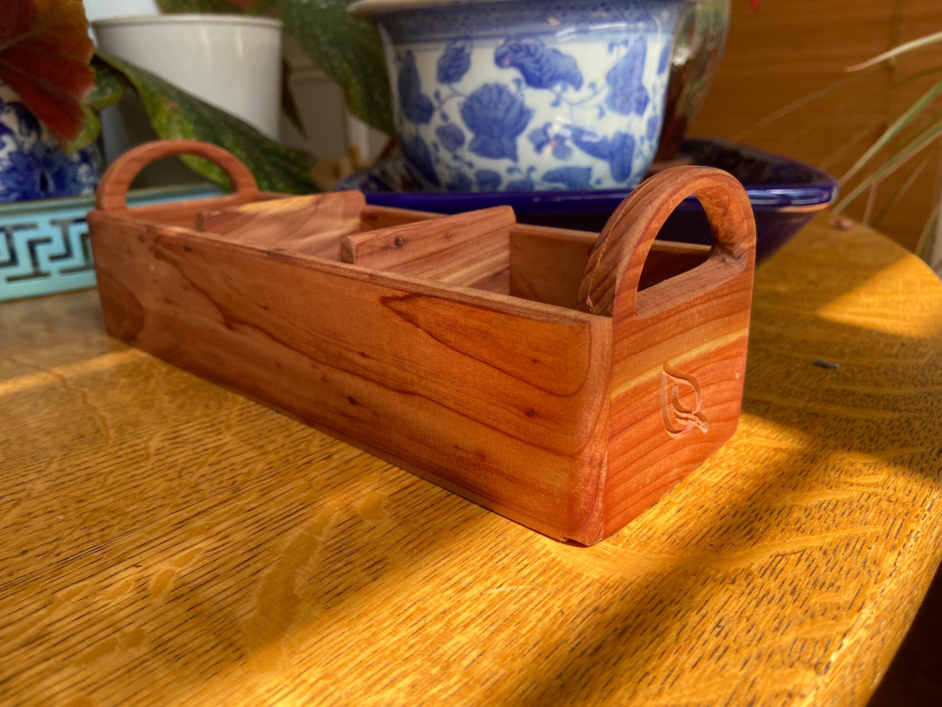 Hand-made tea caddy handcrafted from Red Cedar.