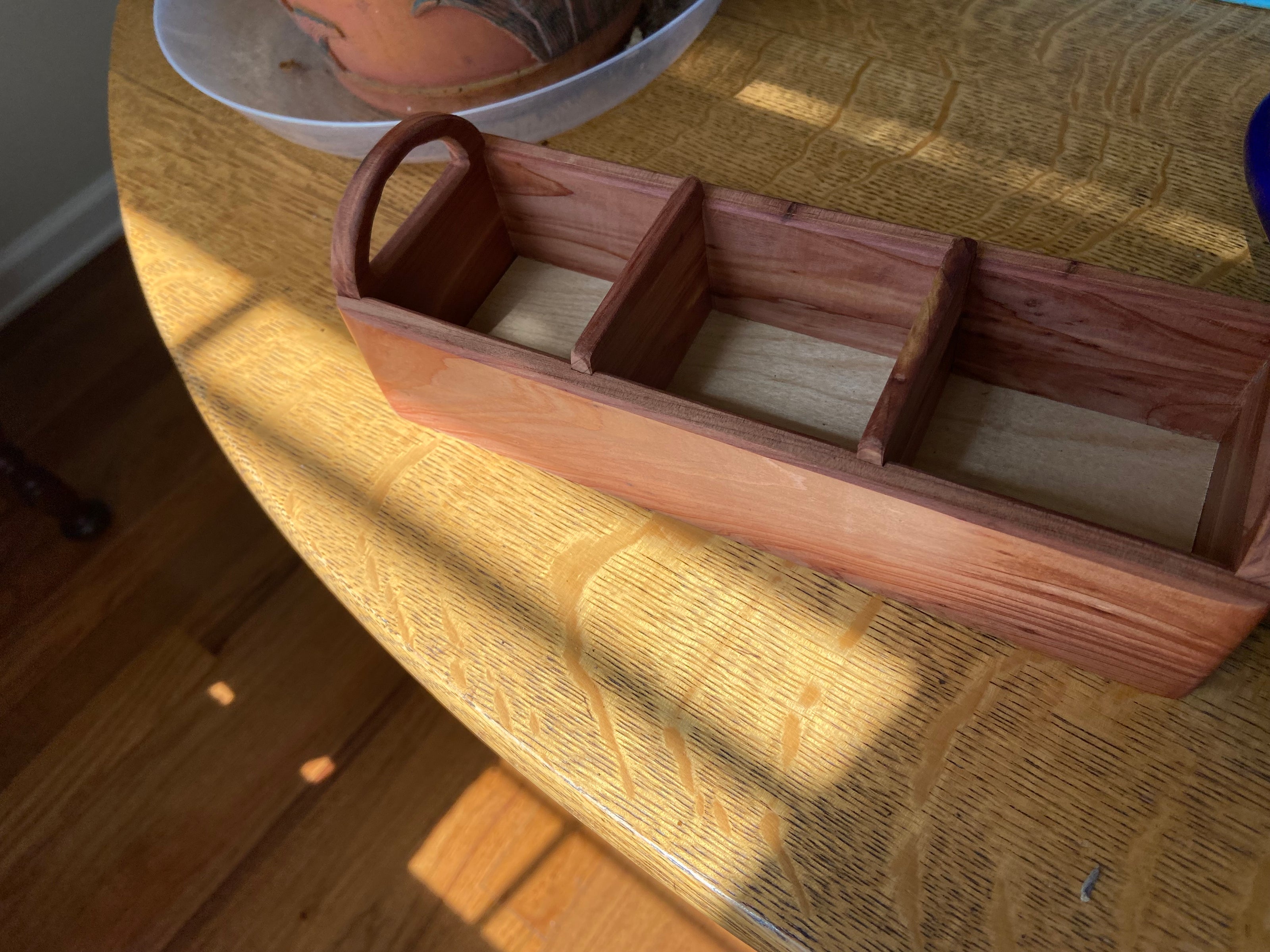 Hand-made tea caddy handcrafted from Red Cedar.