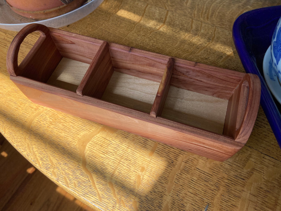 Hand-made tea caddy handcrafted from Red Cedar.