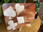 African Mahogany Charcuterie Board with Card Suit Inlay
