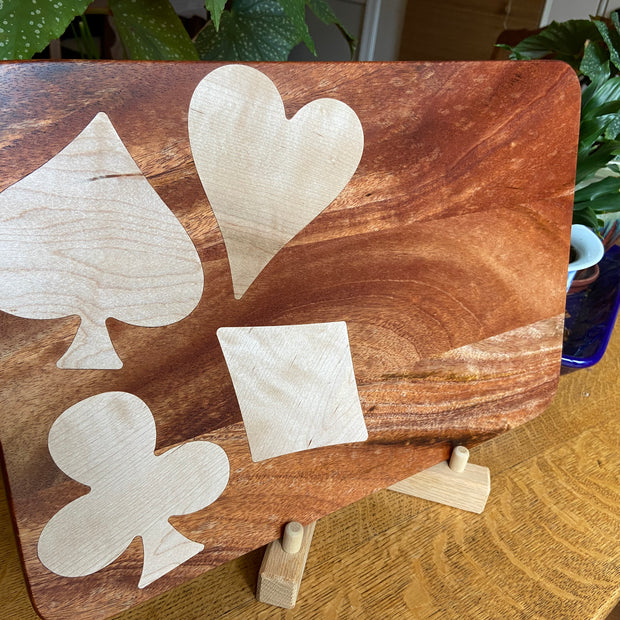African Mahogany Charcuterie Board with Card Suit Inlay