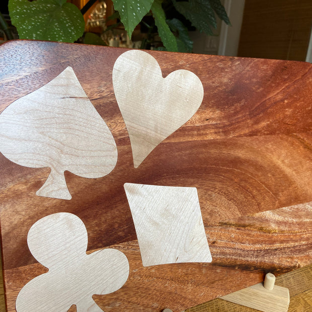 African Mahogany Charcuterie Board with Card Suit Inlay