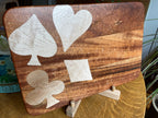 African Mahogany Charcuterie Board with Card Suit Inlay