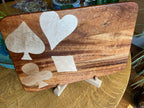 African Mahogany Charcuterie Board with Card Suit Inlay