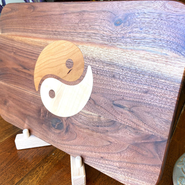 Walnut Charcuterie Board - Cherry & Maple Yin Yang Inlay