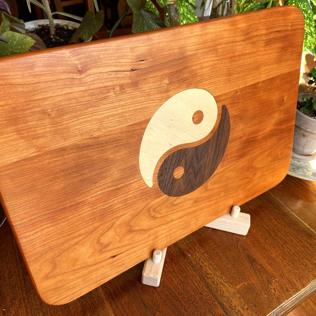 Cherry Charcuterie Board - Yin Yang Maple & Peruvian Walnut Inlay