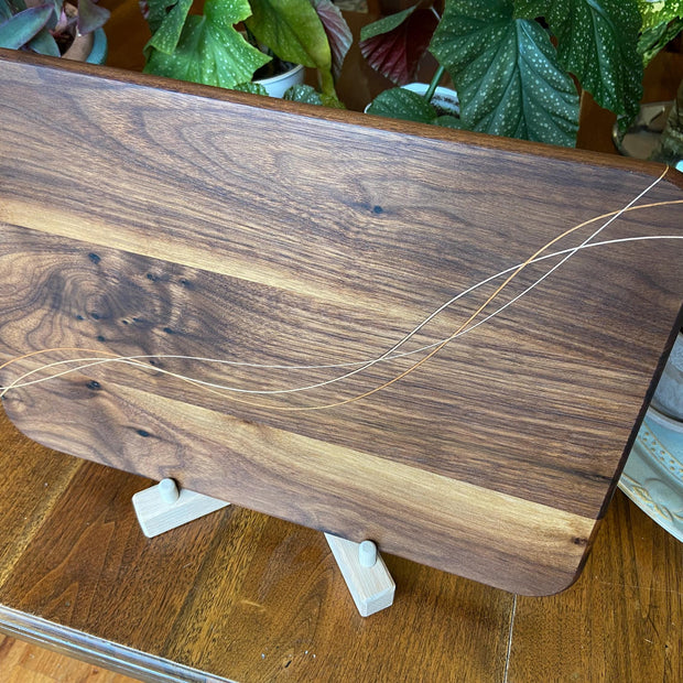 Walnut Charcuterie Board - Cherry & Maple Decorative Banding