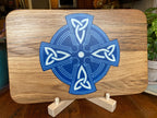White Oak Charcuterie Board with Celtic Cross Resin Inlay - Handmade in USA